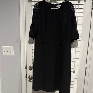 London Style Black Dress with Lace Sleeves